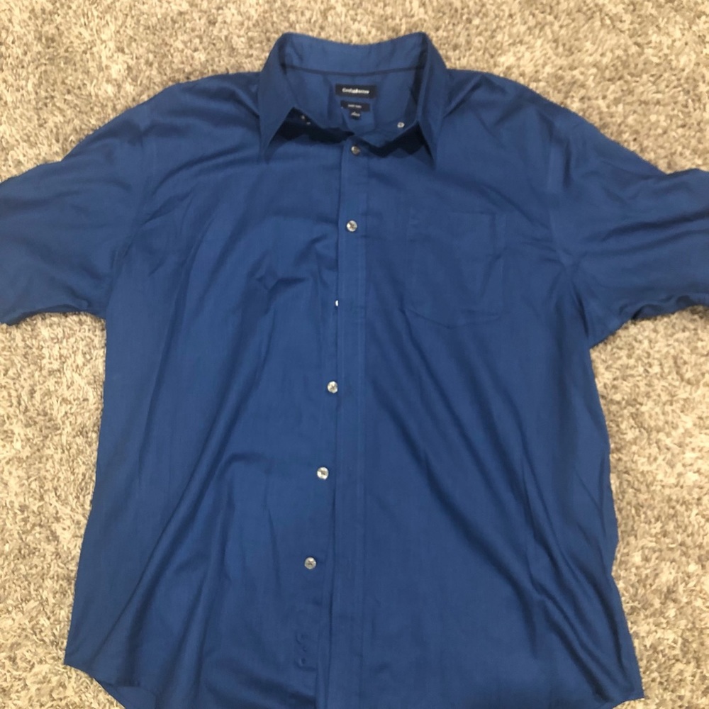 Blue button-up shirt